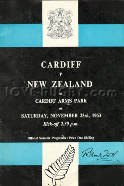 1963 Cardiff v New Zealand  Rugby Programme